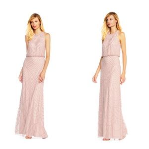 Adrianna Papell Art Deco Beaded Blouson Halter